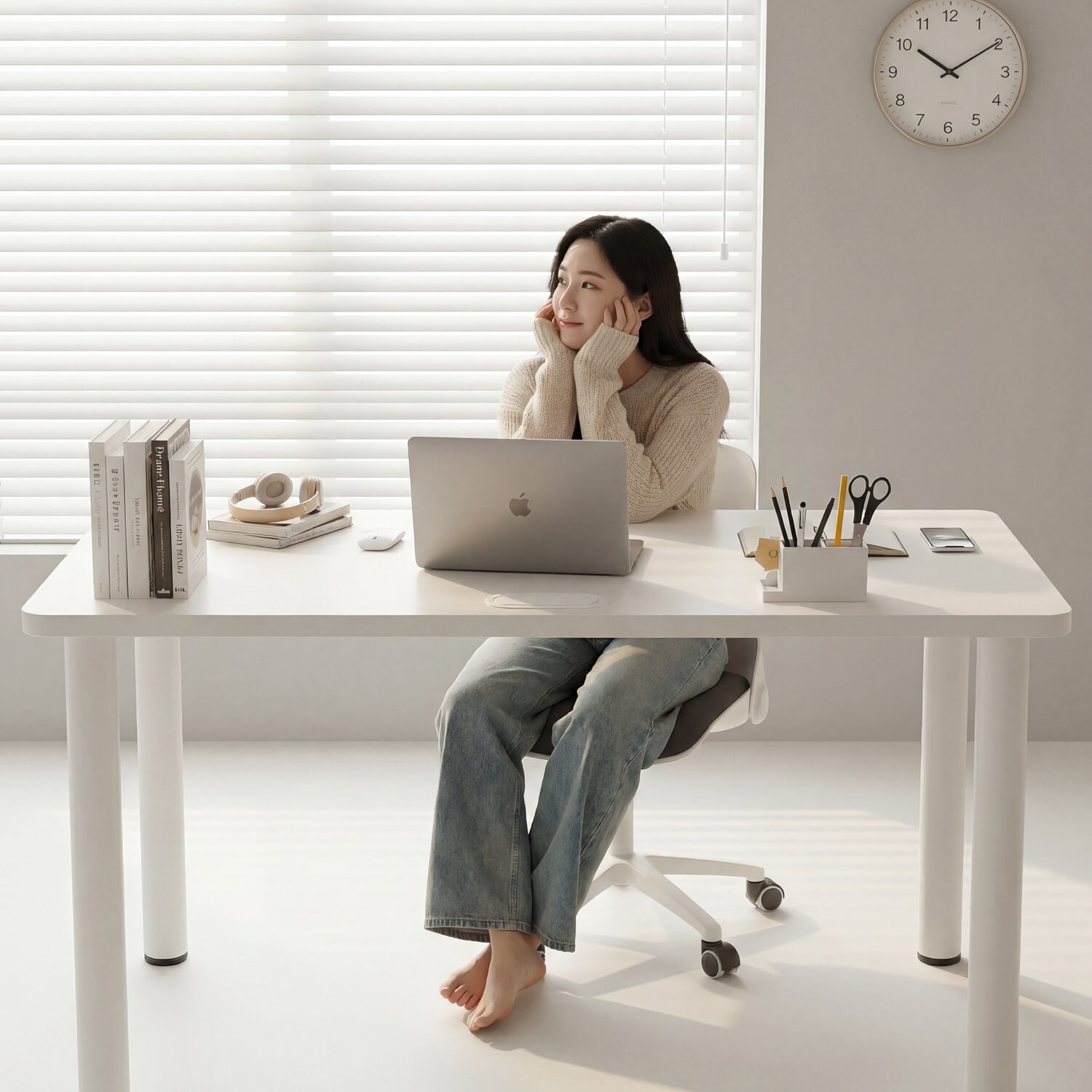 Unihome E0급 업그레이드형 컴퓨터 책상 튼튼한 다용도 테이블, 화이트쿠폰할인 상세 이미지 1
