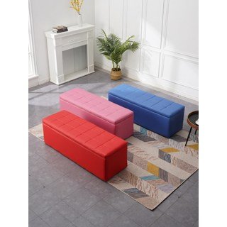 모던 수납형 소파벤치 스툴 겸용 1인용 신발 수납의자 다용도 인테리어, 30x30x35cm 보관, 1개, 레드 리넨 원단