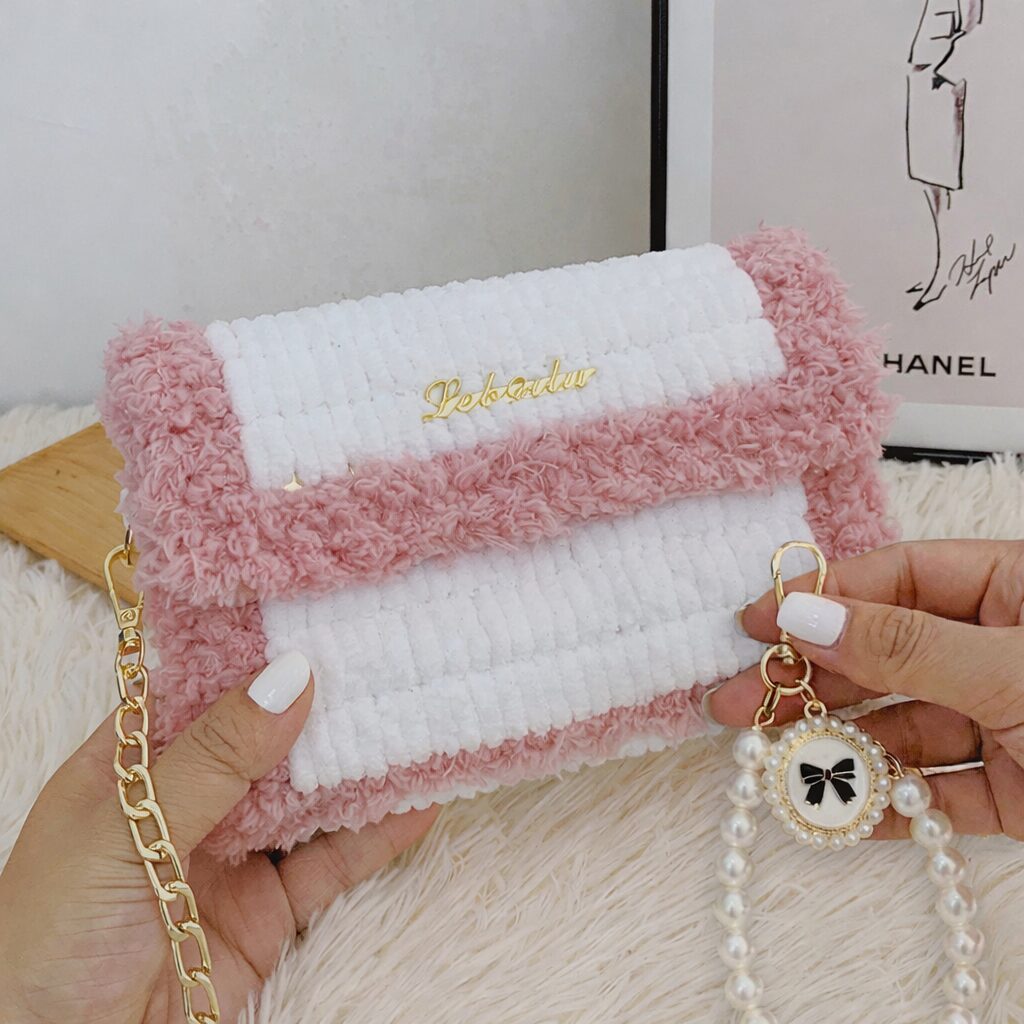 [영상제공] 샤샤벨 네트 공예 레터링키링백 가방 만들기 diy 재료 세트, 화이트핑크, 1개쿠폰할인 상세 이미지 2