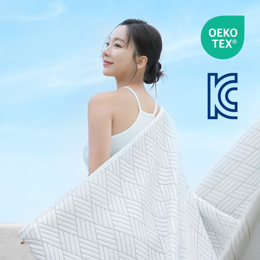 디센느 듀라맥스 냉감패드 오코텍스 쿨매트 KC인증 여름이불 매트, 쿨매트+쿨베개 세트, 화이트 상세 이미지 2