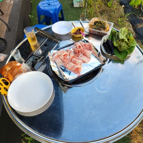칠성가구 깡통테이블 드럼통테이블 원형 숯불 부탄가스 바베큐 업소 농막, 2번 깡통테이블+숯불로스타, 스텐 상세 이미지 1