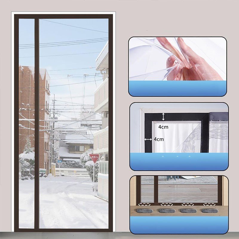 [수흥] 현관 바람막이 베란다 방충문발커튼 자석 무타공 막이 투명 커튼 주방 기름 연기 차단 에어컨 보온 커튼, 1세트 상세 이미지 1
