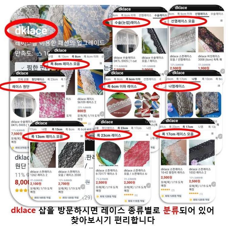 DKLACE-7802-17-J / 자가드 스판 레이스 모음 / (폭 17cm) (길이1yd / 5yd / 10yd 기준), 네이비, 3개 상세 이미지 1