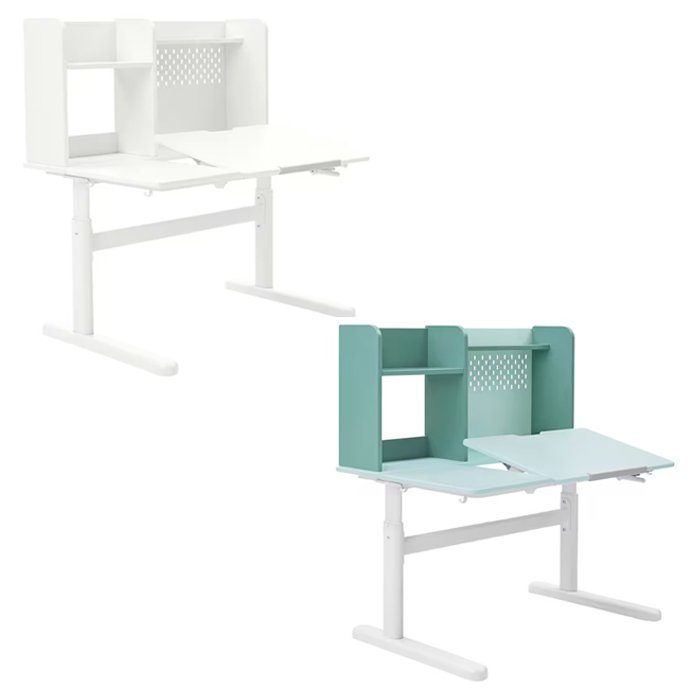 이케아 BERGLARKA 베릴레르카 어린이책상 100x70cm 유아테이블 책장포함 높이조절 각도조절, 터쿼이즈 694.886.73, 터쿼이즈_694.886.73 상세 이미지 1