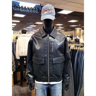 버커루 BC [25년신상] 봄 가을 여유있는 오버핏 에코레더 스트릿패션 인기최고 버커루 남여공용 페이크 레더 블루종 자켓 LI55-05