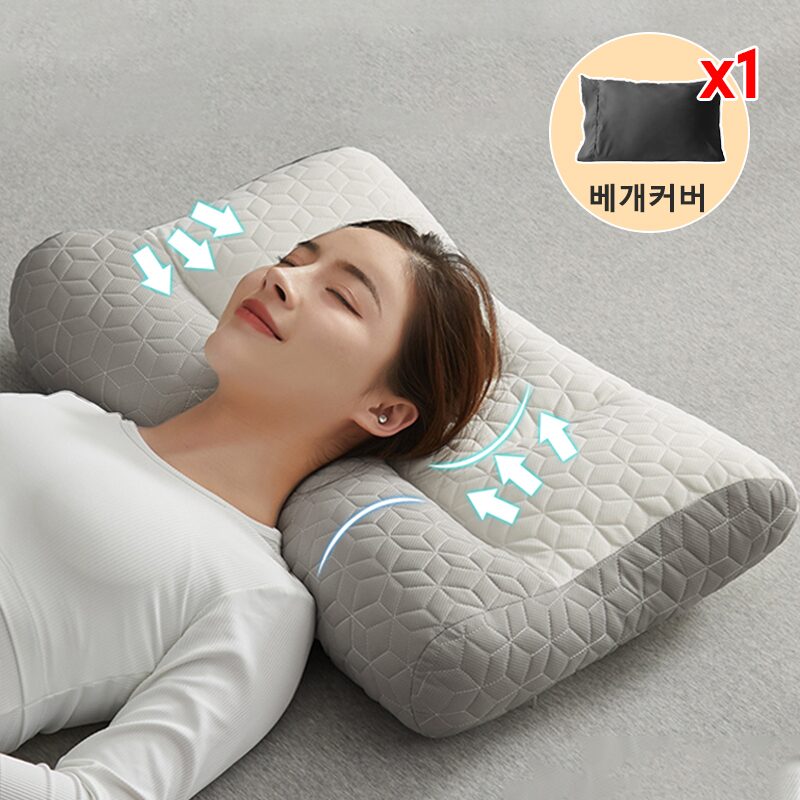 KORELAN 베개 목편한 경추 배게 무료 베갯잇, 그레이, 1개할인 상세 이미지 1