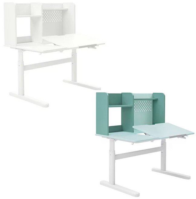 이케아 BERGLARKA 베릴레르카 어린이책상 100x70cm 유아테이블 책장포함 높이조절 각도조절, 터쿼이즈 694.886.73, 터쿼이즈_694.886.73