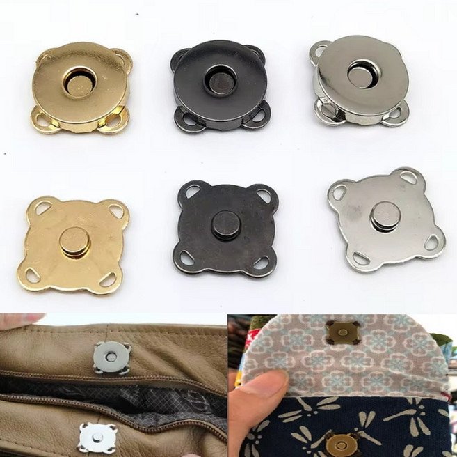 가방 자석 단추 똑딱이 아플리케 사방 귀자석 퀼트 부자재 19mm, 블랙, 2개
